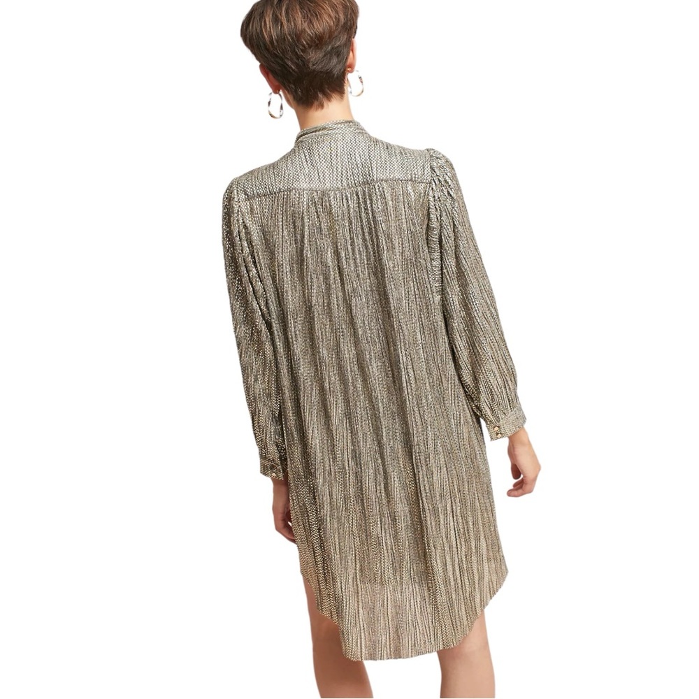 Sabina Musayev Eugene Gold Tied Shimmer Tunic Dress Sz M - Picture 5 of 16